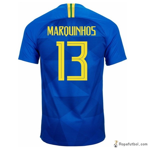 Camiseta Brasil Replica Segunda Ropa Marquinhos 2018 Azul